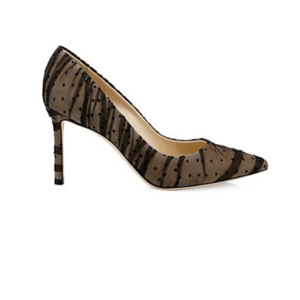 ⬇️ NIB Jimmy Choo Polka Dot Mesh Romy 85mm Pump